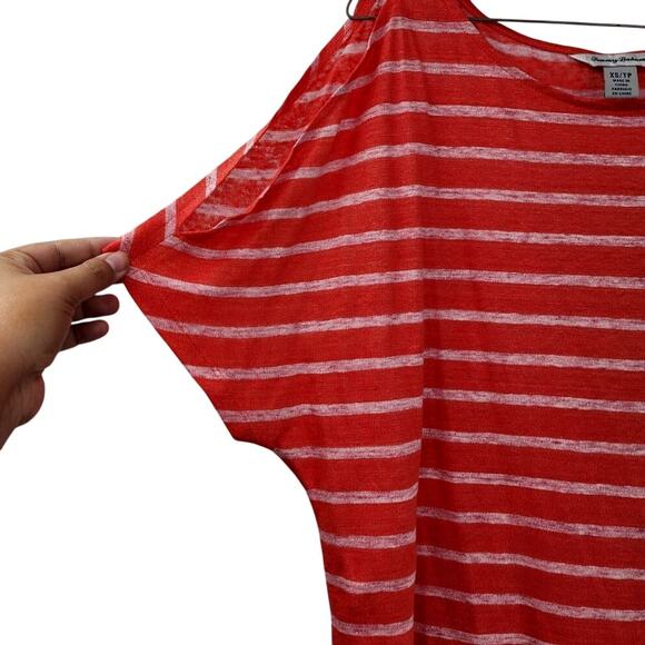 TOMMY BAHAMA Striped 100% Linen Cold Shoulder Blouse Top Womens Extra Small XS - Picture 3 of 4